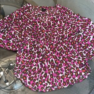 Pink Cheetah Button Down Blouse
